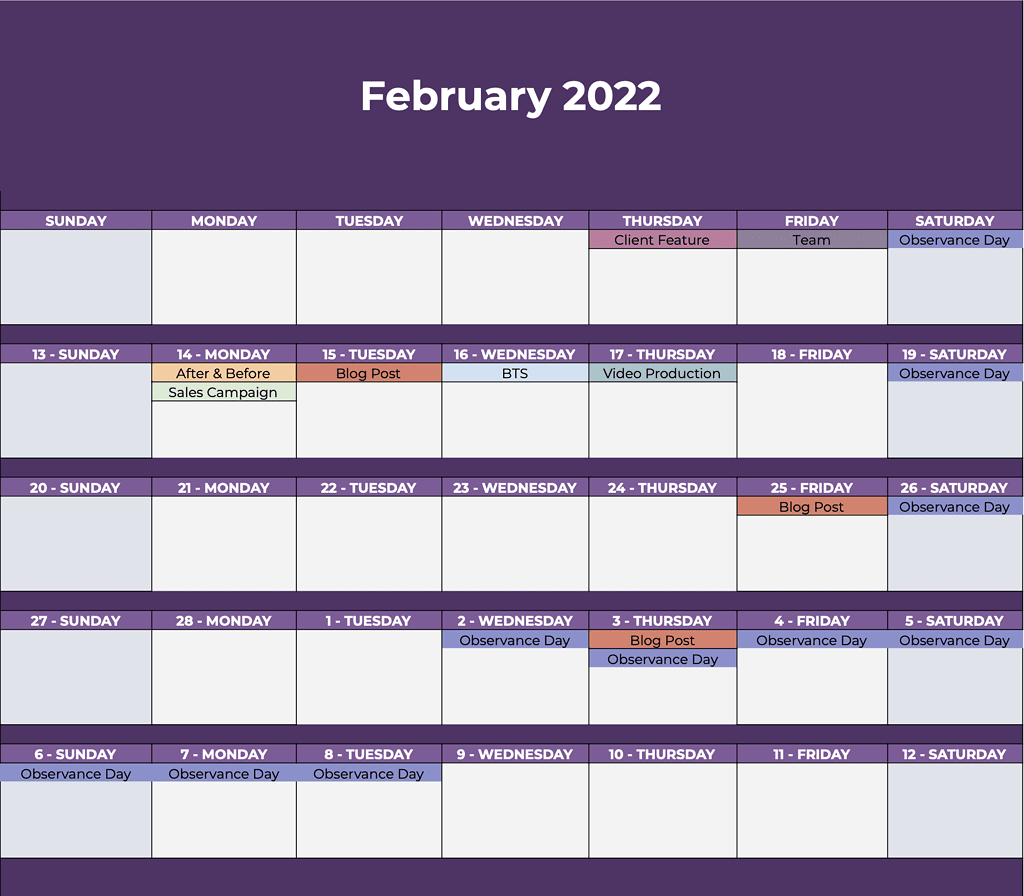 Making Content Creation A Priority 1 Content Calendar Example